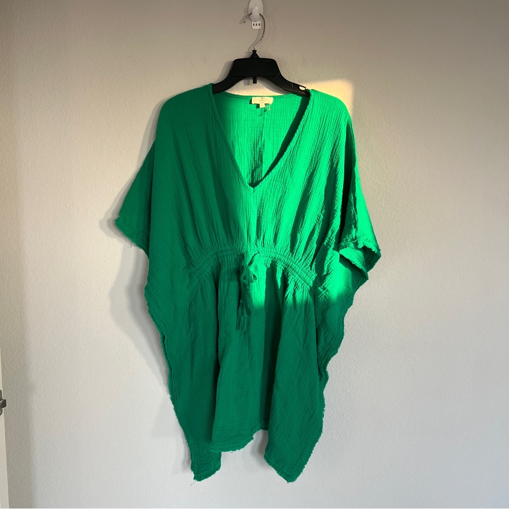 Entro Green Drawstring Waist Cotton Swim Coverup Size Small